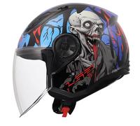 LS2, Casco Moto Jet AIRFLOW II ZOMBIE II Black Red Blue, XS