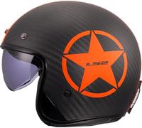 LS2, Casco Moto Jet BOB II CARBON STAR Orange, XXL