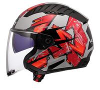 LS2, Casco Moto Jet Copter II Kanji Gloss Light Grey, XS