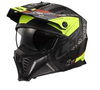 LS2, Casco Moto Jet/Modular Drifter DEVOR Matt Black H-V Yellow, S