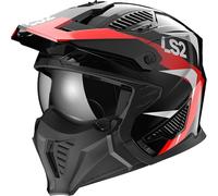 LS2, Casco Moto Jet/Modular Drifter Triality Gloss Black Red, S