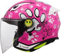 LS2, Casco Moto Jet para Niños FUNNY II PAWS Gloss Pink, L