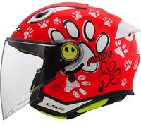 LS2, Casco Moto Jet para Niños FUNNY II PAWS Matt Red, M