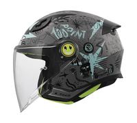 LS2, Casco Moto Jet para Niños FUNNY II SCRIBBLE Grey Blue, L