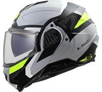 LS2, Casco Moto Modular ADVANT II TRIPLE Light Grey H-V Yellow, M