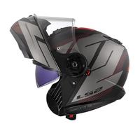 LS2 FF908 Strobe II Code, casco abatible M male Mate Negro/Gris/Rojo