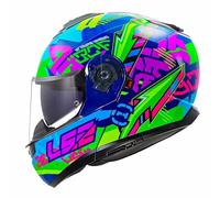 LS2 Casco Moto Modular Strobe II SVENT Azul Verde para Adultos, Motociclistas Unisex