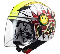 LS2, Casco Moto para Niños Funny Crunch Gloss White H-V Yellow, L