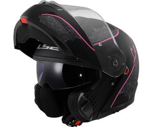 LS2, Casco plegable para moto Strobe II Lux mate, color negro y rosa