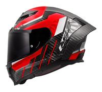 LS2 FF807 Dragon Trax Carbon Casco, blanco-carbono-rojo, tamaño 3XL para Hombres