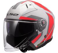 LS2 OF603 Infinity II Focus Casco Jet, gris-rojo, tamaño L para Hombres
