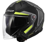 LS2 Casco Jet OF603 Infinity II Focus Negro mate/Amarillo H-V Talla L