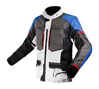 LS2 Norway Chaqueta textil de moto impermeable, negro-gris-rojo-azul, tamaño L para Hombres