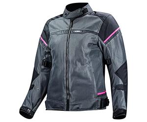 LS2 Chaqueta Riva para mujer (negro/gris oscuro/rosa - grande)