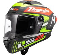LS2 FF805 Thunder GP Black Replica Carbon Casco, negro mate/neón, Talla XL (61/62)