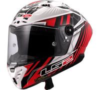 LS2 FF805 Thunder GP Perolari Replica Carbon Casco, blanco-rojo, tamaño XL para Hombres