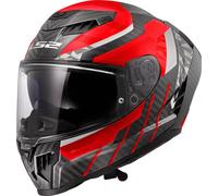 LS2 FF807 Dragon Trax Carbon Casco, Carbono/rojo/blanco, Talla M (57/58)