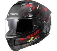 LS2 FF808 Stream II Angry Monkey Casco, negro-rojo, tamaño M para Hombres