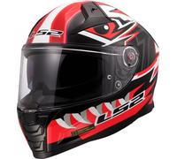 LS2 FF811 Vector II Buntri Casco, negro-blanco-rojo, tamaño L para Hombres