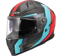 LS2 FF811 Vector II Carbon Grid Casco, Rojo mate/turquesa, Talla 4XL (67/68)