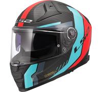 LS2 FF811 Vector II Carbon Grid Casco, Rojo mate/turquesa, Talla XXL (63/64)