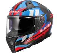LS2 FF811 Vector II Carbon Tantic Casco, blanco-rojo-azul, tamaño L para Hombres