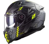 LS2 FF811 Vector II Techbot, casco integral S male Mate Negro/Gris Oscuro/Gris/Amarillo Neón