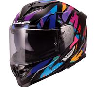LS2 FF818 Storm III Kaos Casco, negro-lila, tamaño S para Hombres