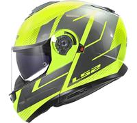 LS2, Casco Moto Modular STROBE II CODE Gloss H-V Yellow Grey, XS