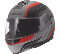 LS2 Helmets Casco de moto modular STROBE II MONZA Negro Gris Rojo XXL