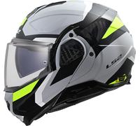 LS2, Casco Moto Modular ADVANT II TRIPLE Light Grey H-V Yellow, XL