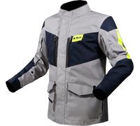 LS2 Metropolis Evo Chaqueta textil de moto impermeable, gris/azul oscuro/amarillo neón, Talla 5XL
