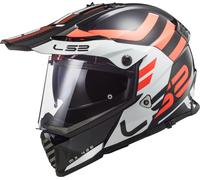 LS2 MX436 Pioneer Evo Adventurer Casco de motocross, Negro/Blanco/Naranja, Talla XS (53/54)