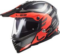LS2 MX436 Pioneer Evo Adventurer Casco de motocross, negro mate/naranja, Talla XS (53/54)
