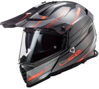 LS2 MX436 Pioneer Evo Knight Casco de Motocross, gris/naranja, Talla XS (53/54)