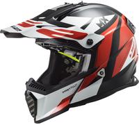 LS2 MX437 Fast Evo Strike Casco de motocross, Negro/Blanco/Rojo, Talla XS (53/54)
