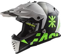 LS2 MX437 Fast Heavy Evo Casco de motocross (White/Black/Green,M (57/58))