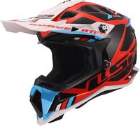 LS2 MX700 Subverter Evo II Stomp Casco de motocross, blanco/azul/rojo, Talla L (59/60)