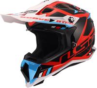 LS2 MX700 Subverter Evo II Stomp, casco de motocross S male Negro/Blanco/Azul Claro/Rojo