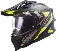LS2 MX701 Explorer C Extend Carbon Casco de motocross, negro mate/amarillo, Talla XS (53/54)