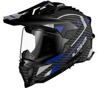 LS2 MX701 Explorer Carbon Adventure Casco de motocross, Carbono/Azul, Talla S (55/56)