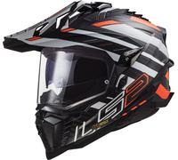 LS2 MX701 Explorer Carbon Edge Casco de motocross, negro-naranja, tamaño L para Hombres