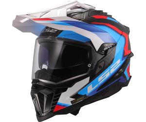 LS2 MX701 Explorer Carbon Frontier II Casco de motocross, blanco/azul/rojo, Talla XS (53/54)