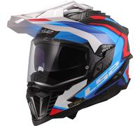 LS2 MX701 Explorer Carbon Frontier II Casco de motocross, blanco-rojo-azul, tamaño XS para Hombres