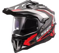LS2 MX701 Explorer Carbon Frontier II Casco de motocross, Carbono/Rojo, Talla XXXL (65/66)
