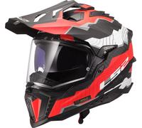 LS2 MX701 Explorer Carbon Trick Casco de motocross, blanco/rojo, Talla XXXL (65/66)
