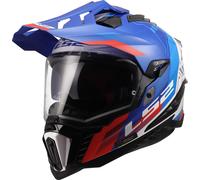 LS2 MX701 Explorer Hexa Casco de Enduro, blanco/azul/rojo, Talla XXXL (65/66)
