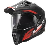 LS2 MX701 Explorer Hexa Casco de Enduro, negro/gris/rojo, Talla L (59/60)