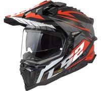 LS2 MX701 Explorer Spire Casco de motocross, negro/gris/rojo, Talla XS (53/54)