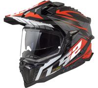 LS2 MX701 Explorer Spire Casco de motocross, negro-gris-rojo, tamaño M para Hombres